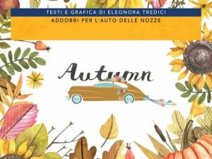 Addobbi per l&#039;auto di nozze a tema autunnale